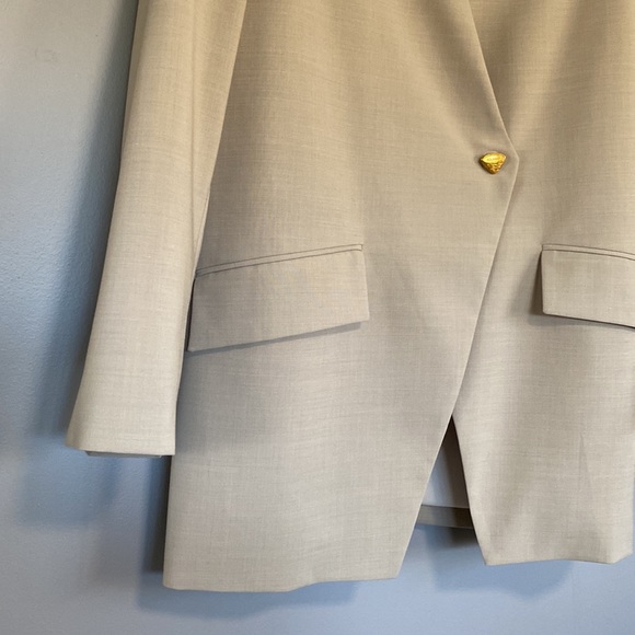 Wool Suit Collarless Jacket Tailored Trousers - Picture 10 of 16